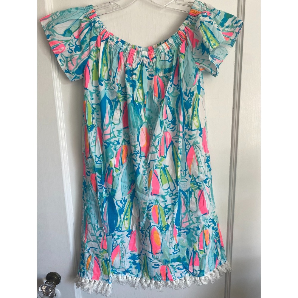 NWT Lilly Pulitzer Marble Dress Medium Beach And Bae Sunglow Off The Shoulder M